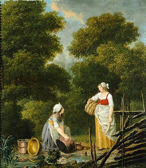 Pehr Hillestrom Two Maid Servants at a Brook China oil painting art